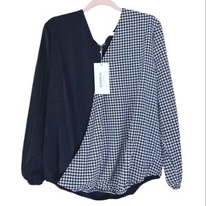 Black and white long sleeve blouse